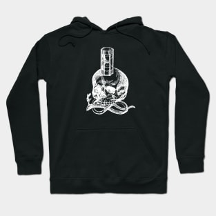 Memento Mori - Skull and Hourglass White on Black Hoodie